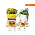 thumbnail image 2 of Gumesh Cute Face Planters Succulent Pots, Funny Rocking Chair Reading Head Flower Planter Cactus Pot with Drainage Hole for Indoor Outdoor Plants, Unique Plant Lover Gifts, 2 of 9