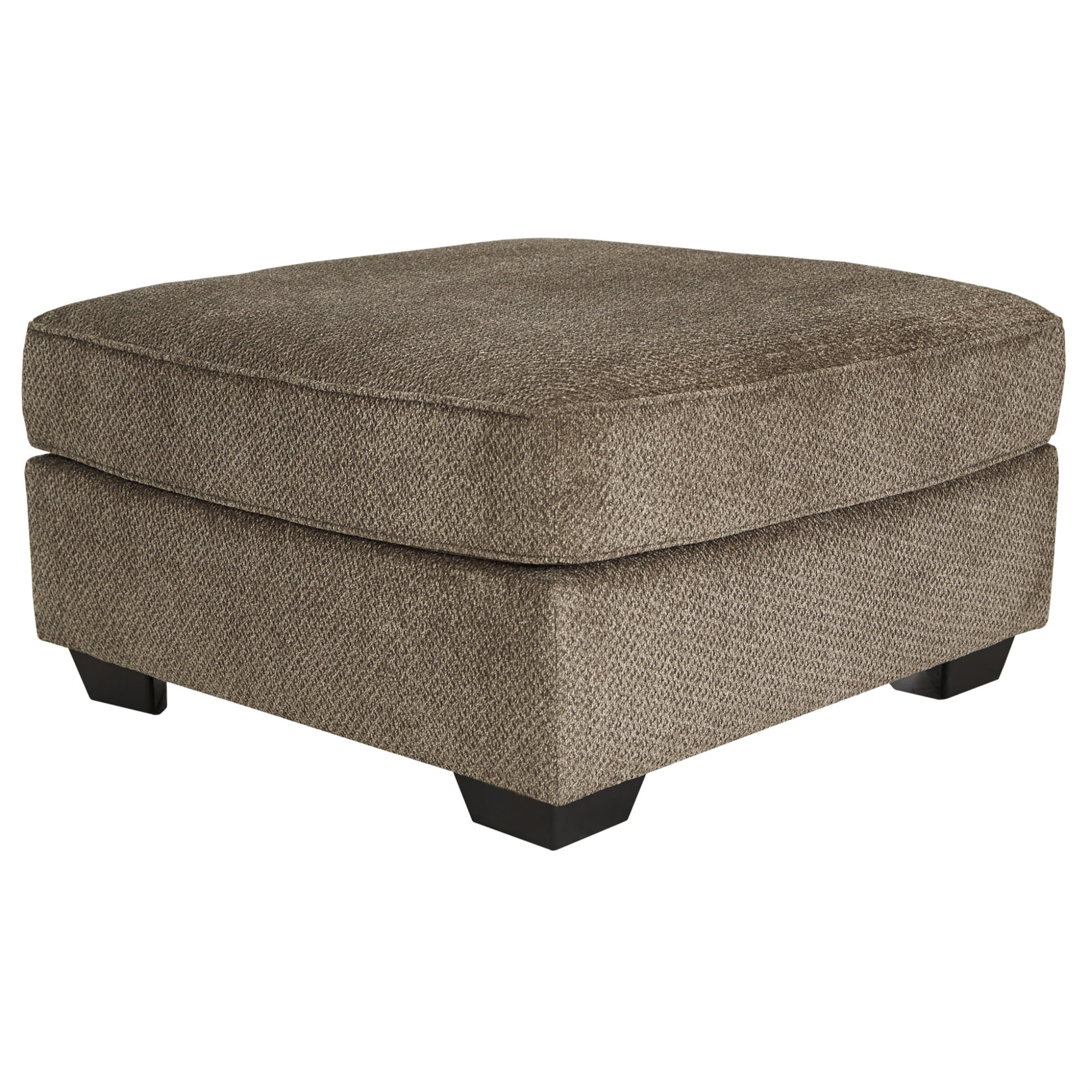 Fabric Upholstered Square Oversized Ottoman with Tapered Block Legs