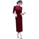 thumbnail image 4 of Shanghai Story Otoño Invierno 3/4 manga botón chino Qipao vestido de terciopelo Cheongsam largo, 4 of 5