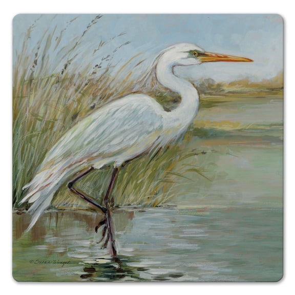 Thirstystone Coastal Egret Decorative Cork Backed Stone Trivet 8" Square