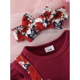 thumbnail image 5 of Bslissey Baby Girls Floral Print Patchwork Dress Ruffles Long Sleeve Bow Front A-line Dress Infant Toddler Sweet Casual Princess Dress with Headband Set, 5 of 9