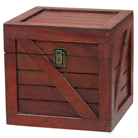 - Wooden Stackable Treasure Chest Cargo Crate Style, Cherry