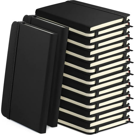 

20 Pieces Lined Journal Notebooks A5 Hardcover Executive Notebooks 5.5 X 8.3 Inches Journals Faux Leather Black Ruled Writing Notebooks with Elastic Band for Office Home School Business