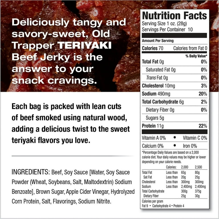 ☆A Grade Beef☆ G-rap 2 pack) Old Trapper Teriyaki Beef Jerky 10oz Resealable Bag
