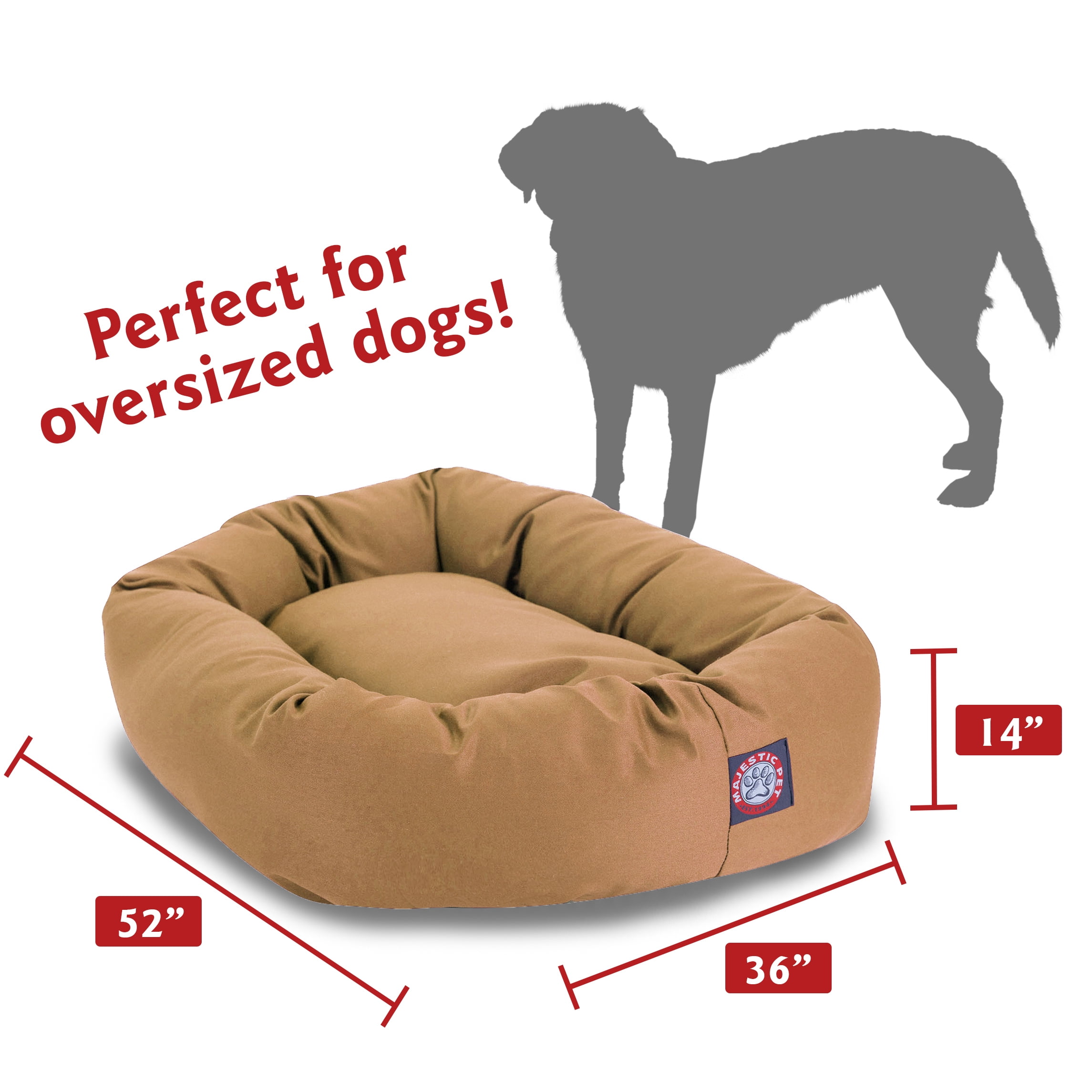 Majestic Pet Poly/Cotton Bagel Pet Bed for Dogs, Calming Dog Bed Washable, Extra Large, Khaki - image 4 of 6