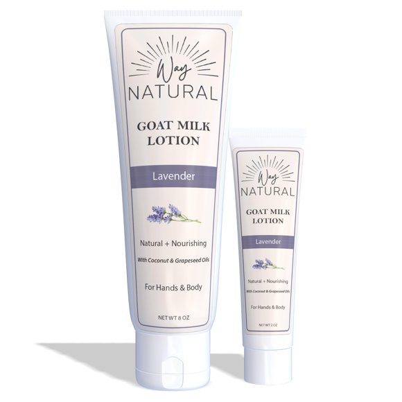 Way Natural Loción de leche de cabra Home & Away Lavanda - Loción cremosa para manos y cuerpo para aliviar la piel seca - Crema de manos de leche de cabra real para mujeres y hombres - Loción de lavan