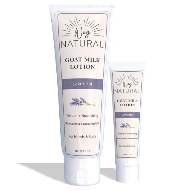 Way Natural Loción de leche de cabra Home & Away Lavanda - Loción cremosa para manos y cuerpo para aliviar la piel seca - Crema de manos de leche de cabra real para mujeres y hombres - Loción de lavan