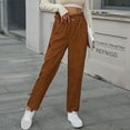 thumbnail image 5 of Leggings for Women Fall And Winter European Foreign Trade Casual Elastic Nine Point Pants Commuting Corduroy Straight Pants For Women Leggings for Women Tummy Control Brown M, 5 of 7