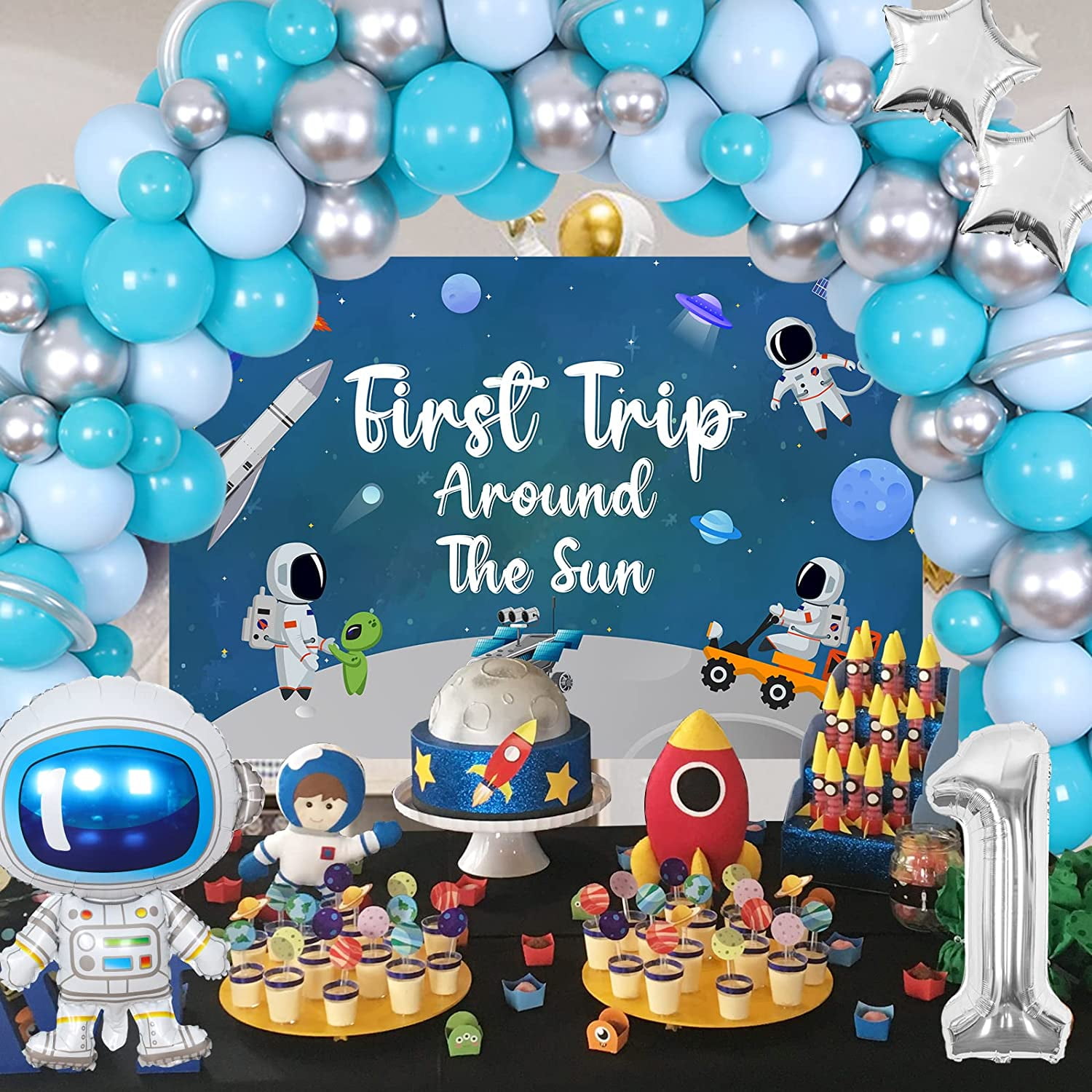 First Trip Around the Sun Birthday Decorations for Boys, Outer