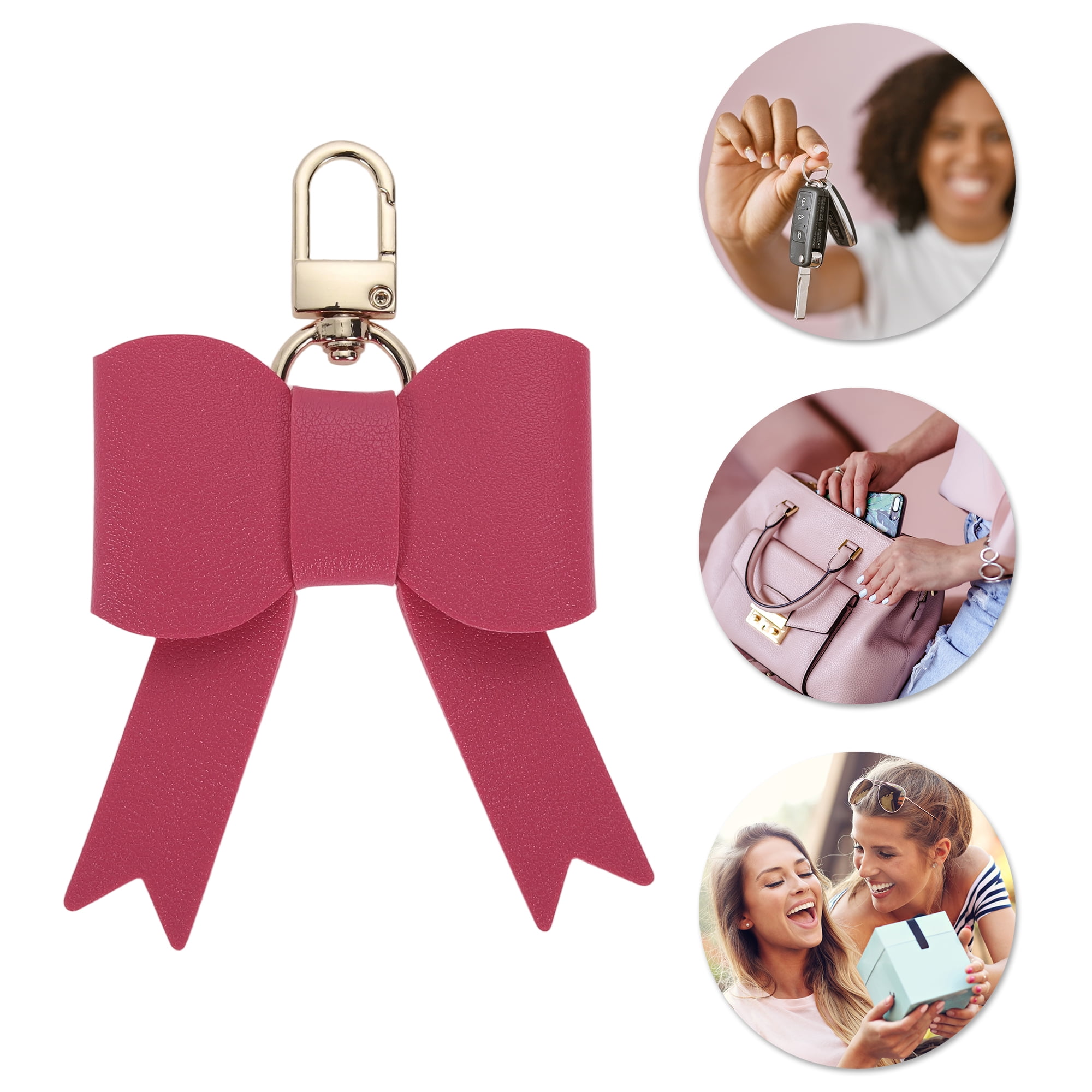 Unique Bargains Colorful Bow Handbag Charms for Gifts And Accessories Rose Red