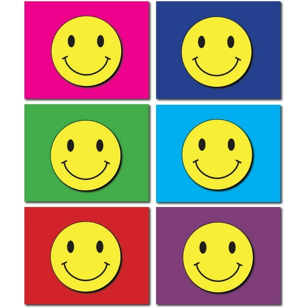 Smiley Face Greeting Cards Blank Note Cards With Envelopes 6 Fun Bright Colors 5 5 X4 25 24 Pack Walmart Com