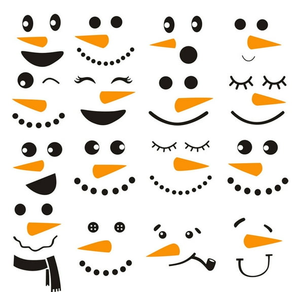Visland Creative Snowman Decals Christmas Wall Decals Snowman Faces Decals Christmas Pantry Decals Snowman Refrigerator Decals Winter Decor Christmas Decor