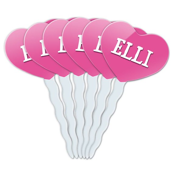 Elli Heart Love Cupcake Picks Toppers - Set of 6