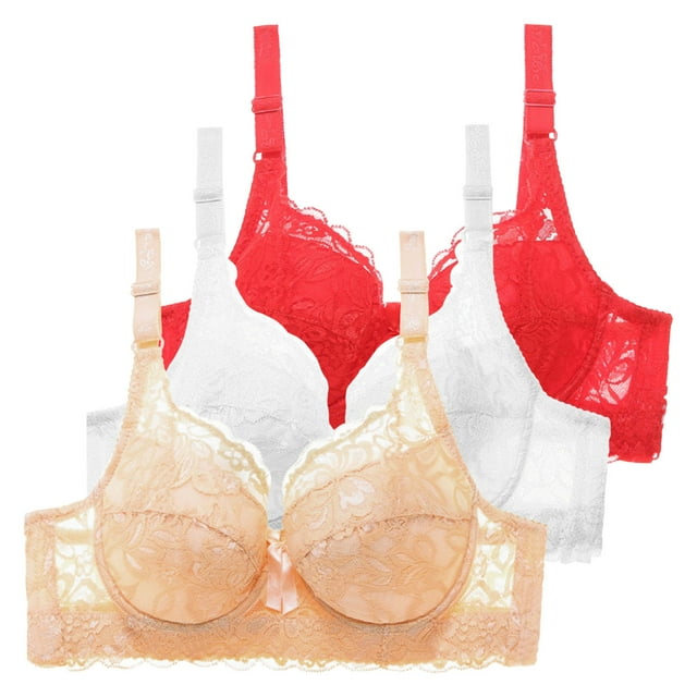 Kcodviy Pack of 3 Women Running Sports Bra Bras with Underwire Push Wireless Bras Up Bra Set Women's Large Bras for Women Bustier Sports Bra Training Pack of Bra