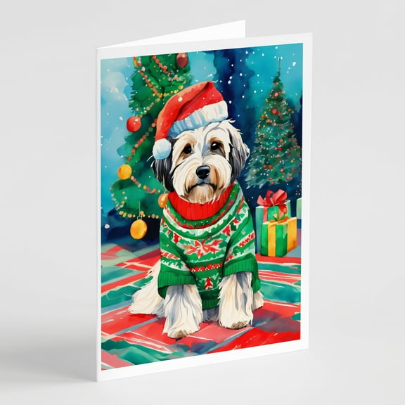 Tibetan Terrier Christmas Greeting Cards Pack of 8 7 in x 5 in