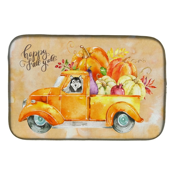 Caroline's Treasures Fall Harvest Alaskan Malamute Dish Drying Mat