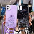 thumbnail image 2 of Funda de teléfono suave con cordón de correa de brillo transparente para iPhone 13 12 Pro Max MiNi 11 14 XS XR X 7 8 Plus 6 SE Tan Jianjun unisex, 2 of 2