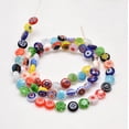 thumbnail image 3 of 10 Strand Handmade Millefiori Glass Flat Round Bead Strands Single Flower Design 6x2.5mm Hole: 1mm about 64~68pcs/strand 14.5~15 inch, 3 of 5
