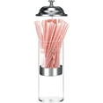 Straw Dispenser with Stainless Steel Lid, Clear Acrylic Straw Holder