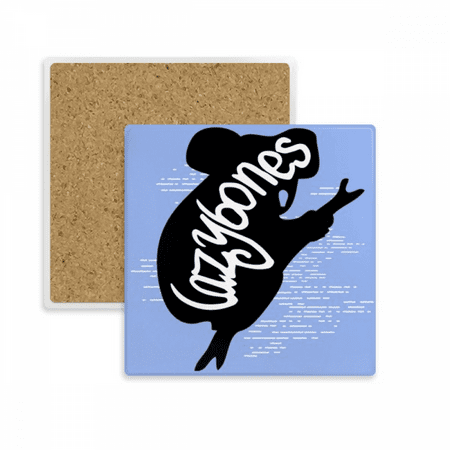 

Black Sloth Animal Outline Natural Square Coaster Cup Mat Mug Subplate Holder Insulation Stone
