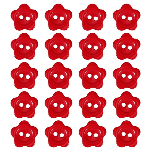 MEIBUTYUP 20pcs Button Flower Set For Kids Sweaters Red Resin Knitting Decorative