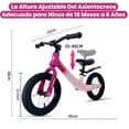 thumbnail image 2 of MYXSRI Bicicleta de Equilibrio para Niños de 2 a 5 Años, Asiento Ajustable, Manubrio con Giro de 360°, Llantas Antipinchazos de 12 Pulgadas y Cuadro de Acero Engrosado, para Niñas y Niños (Rosa), 2 of 9