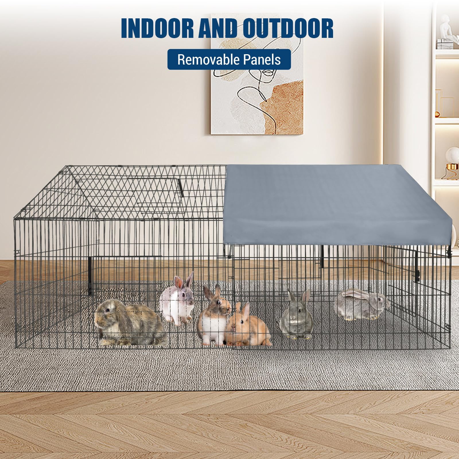 Kselythan 86"x40"x40"Large Metal Chicken Coop,Metal Pet Playpen With Waterproof Cover,Small Animal Cage,Outdoor Backyard Farm Pet Playpen for Rabbit,Duck,Chinchillas