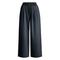 thumbnail image 3 of ZHISHINE Girls Tencel Straight Leg Pants, Lightweight Breathable Wide Leg Long Trousers, Casual Loose Fit Daily Outdoor School Wear For Kids Ages 5-16 Black 160, 3 of 5