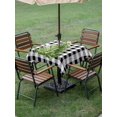 thumbnail image 3 of Outdoor Tablecloth with Umbrella Hole and Zipper, Christmas Tree Square Table Cloth 54x54 Inch Waterproof Tablecloth, White Black Plaid Farmhouse Xmas Holiday Picnic Table Cover for Patio Camping, 3 of 7