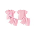 thumbnail image 2 of BemeyourBBs Toddler Babby Girls Silly Goose Outfits Newborn Infant Cute Summer Clothes Goose Letter Print Short Sleeve T Shirt Tops and Shorts Set, 2 of 9