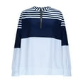 thumbnail image 4 of CQONEPT Women's Long Sleeve Tunic Tops Plus Size 1/4 Zip Color Block Pullover V Neck Stripe Trendy Casual Clothes White XXL, 4 of 6