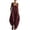Wine, variant on Women's Sleeveless Jumpsuit, Loose Fit Cotton Linen Overalls with Pockets, Casual Summer Streetwear Jumpsuit, One Piece Romper for Everyday Outfits-Blackish Green