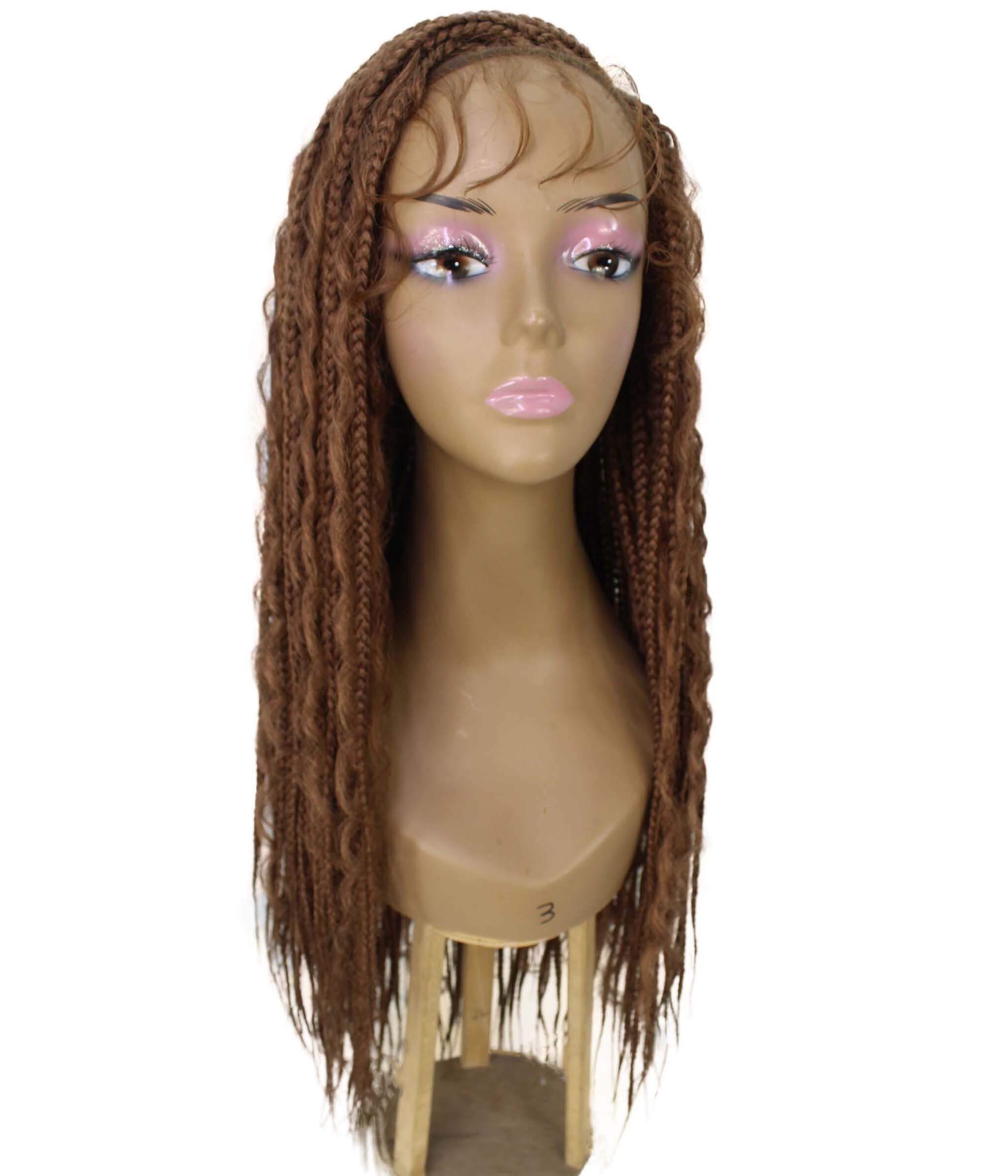 LUXLUXE Hailey Curly Braided 30 in Long Braided Adult Women Wig, Beauty Heat Resistant Fiber, Copper Blonde Color