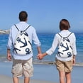 thumbnail image 5 of Wukai Navy Blue Anchor Drawstring Backpack Bag Sport Gym Sackpack Large Size String Backpack Cinch for Women Men-Small, 5 of 6