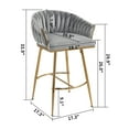 thumbnail image 3 of Bananova Velvet Bar Stools Set of 2, 26 Inch Seat Height Upholstered Luxury Bar Chairs with Low Back, Modern&nbsp; Style Counter Height Bar Stools, Grey, 3 of 5