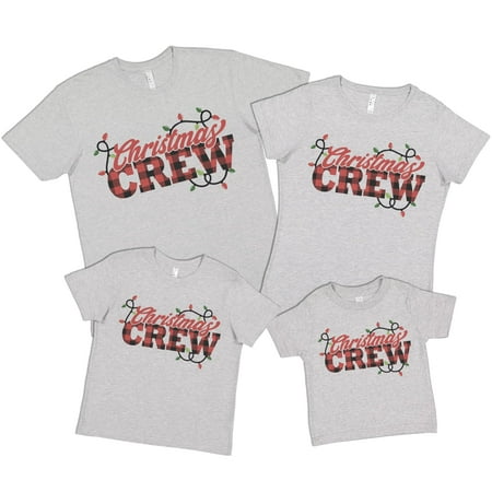

7 ate 9 Apparel Matching Family Merry Christmas Shirts - Christmas Crew Buffalo Plaid Grey T-Shirt 5T