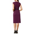 thumbnail image 3 of INSPIRE CHIC Women's Elegant Dress Cap Sleeve Belted Wear-to-Work Sheath Dresses M Fuchsia, 3 of 6