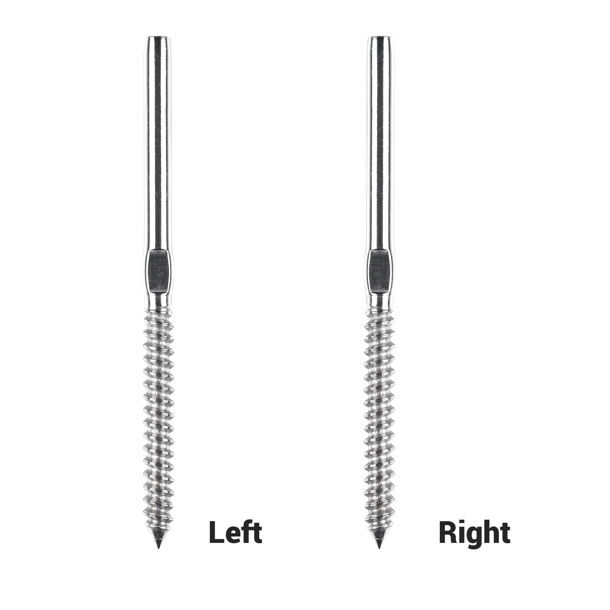 Yescom T316 Stainless Steel Cable Railing Hardware Right&Left Handed Thread Swage Lag Screws for Wood Posts - 60 pack