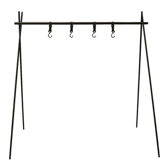1PC Multi-functional Outdoor Camping Tripod Hanging Rack Portable Clothing Storage Shelf for Picnic and Camping Use, Black Size L