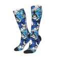 thumbnail image 2 of Bingfone Compression Socks For Women And Men Long Socks For Running Athletic Cycling Nurse-Blue And White Butterflies, 2 of 9