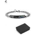thumbnail image 3 of PULLIMORE Stainless Steel Couple Bracelets His Queen Her King Bracelets for Couples Jewelry Matching Set Christmas Anniversary Valentine's Day Gift (1 Pcs, Black), 3 of 6