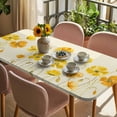thumbnail image 3 of Yellow Flowers Table Cloths for 5 Foot Rectangle Tables, Farmhouse Botanical Watercolor Floral Patio Waterproof Elastic Fitted Tablecloths, Washable Rectangular Table Cover for Camping, 3 of 8