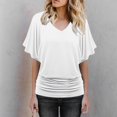 thumbnail image 2 of Mohiass Batwing Short Sleeve Dolman Tops for Women Plus Size Banded Bottom Fold Hem Top Casual Loose Flowy T Shirts White M, 2 of 5