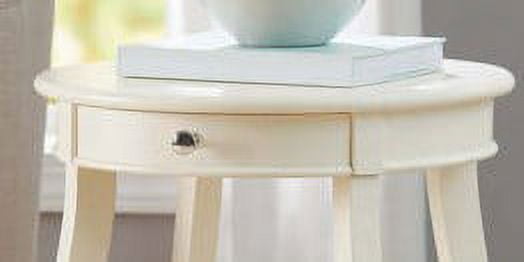 Better Homes & Gardens 18 in Round Accent Table with Drawer, Ivory