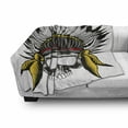 thumbnail image 3 of Skull Soft Flannel Fleece Throw Blanket, Dead Tribe Leader Feather Head Crown with Glasses, Cozy Plush for Indoor and Outdoor Use, 60" x 80", Grey Yellow and Red, by Ambesonne, 3 of 6