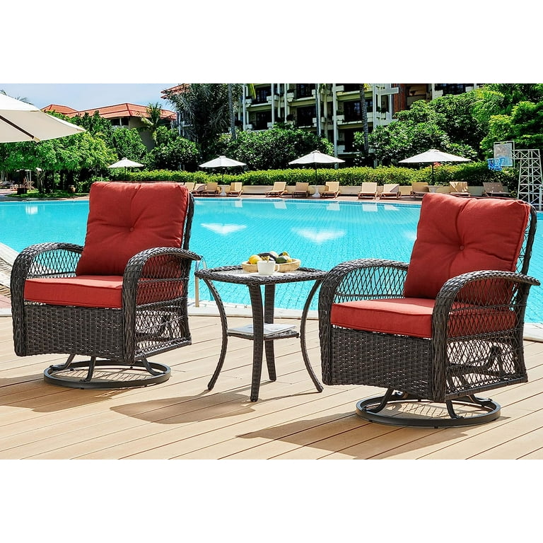 Techmilly 3-Piece Patio Furniture Set with Rocking Chair