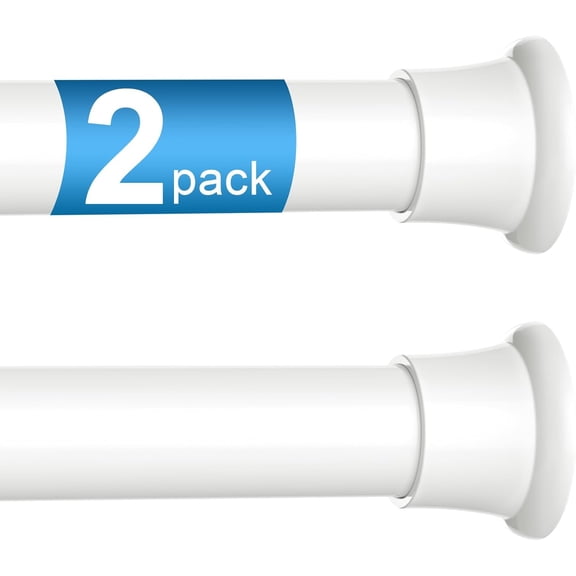 2pack Tension Curtain Rod 30 to 62 Inch, White Spring Tension Curtain Rod Adjustable Expandable Curtain Rod No Drilling, Spring Loaded Curtain Rods for Windows, Bedroom, Doorway Door, Closet