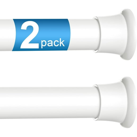 2pack Tension Curtain Rod 30 to 62 Inch, White Spring Tension Curtain Rod Adjustable Expandable Curtain Rod No Drilling, Spring Loaded Curtain Rods for Windows, Bedroom, Doorway Door, Closet