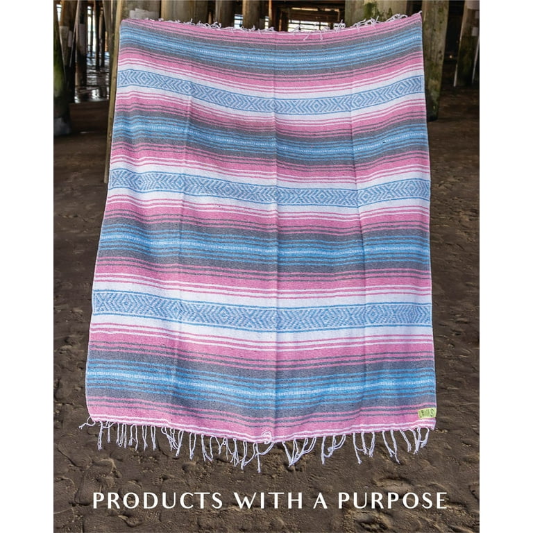 Benevolence LA Authentic Mexican Falsa Blanket Azure 50 x 70 in