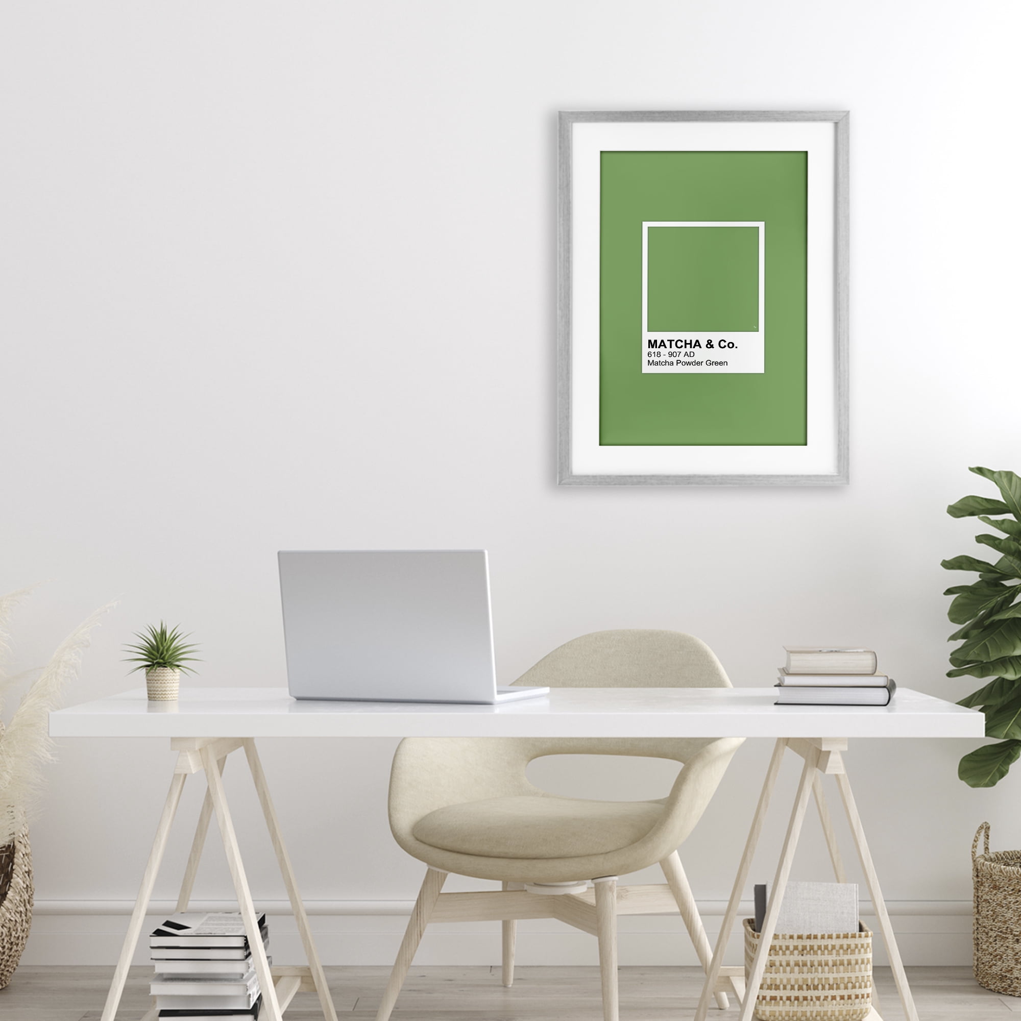 Stupell Industries Matcha Powder Green Shade Gray Framed Print Under Glass, design by Martina Pavlova